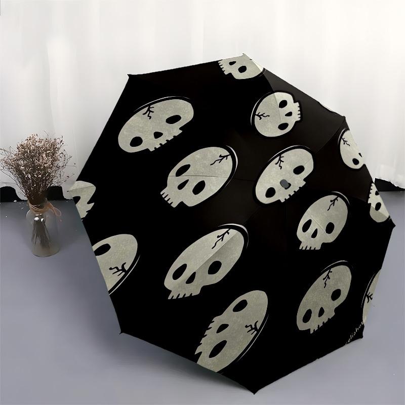 1pc Skull Pattern Design Umbrella with Plastic Handle,Suitable for All Seasons UmbrellaPT520