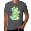 Watercolor Crystals Inclusion Series 4 Green Tshirt Graphic Print Short Sleeve Tshirt
