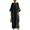 Vestido Largo Holgado Manga Murciélago Casual de Largo Completo Vestido Maxi Cómodo Oversize con Ribete en Contraste para Mujer