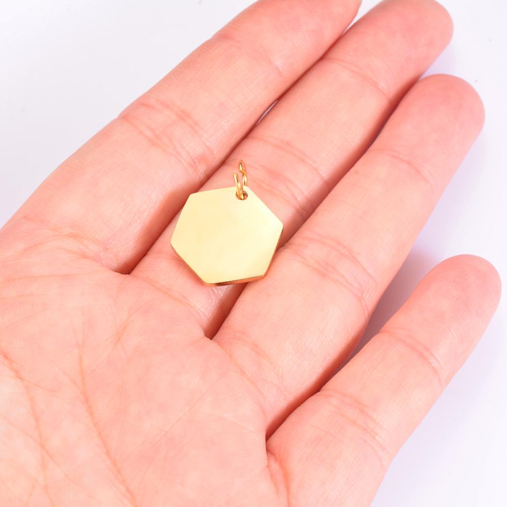 10Pcs/Lot High Quality Polished Stainless Steel Hexagon Shape Pendant Charms Suitable for Bracelet Necklace DIY Jewelry Making