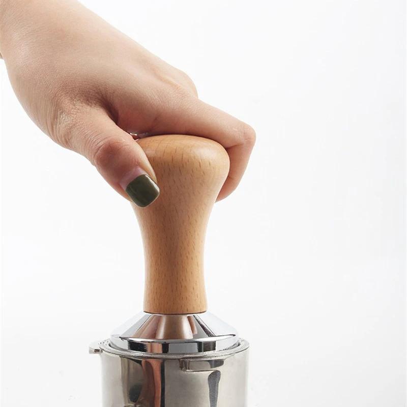 51/53/58mm Espresso Tampers Powder Machine Wooden Handle Coffee Powder Dispenser Filler Base Press Mat Barista Tools Accessories