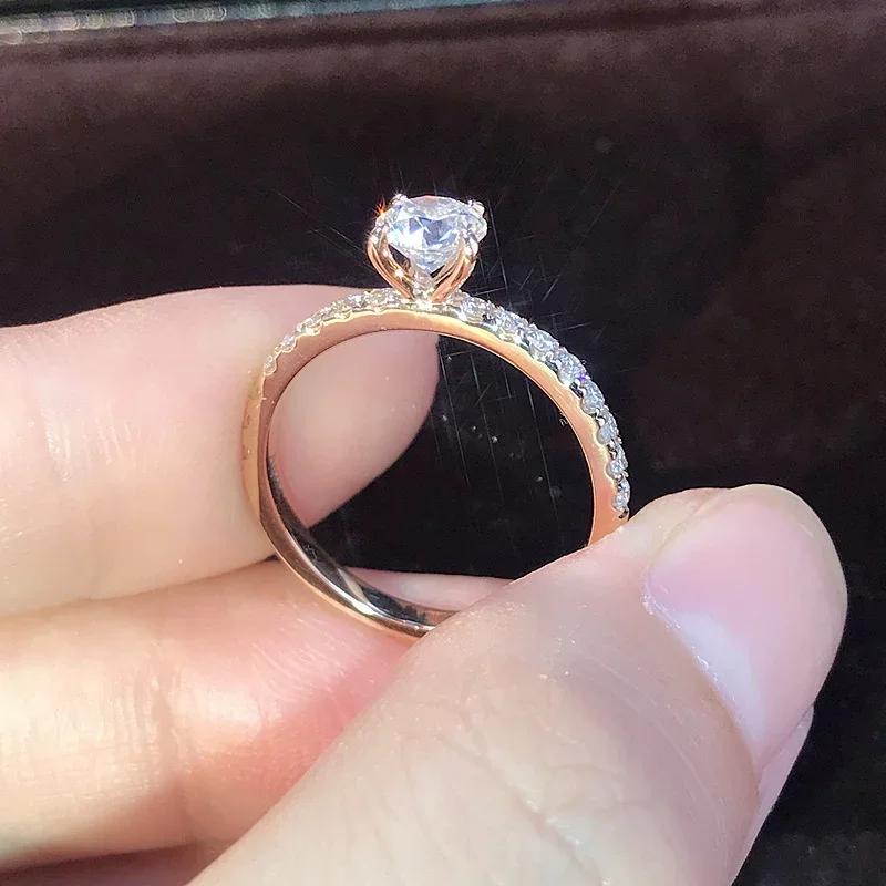 Huitan Classic 4 Claws Design Round Zirconia Women Wedding Engagement Rings 3 Colors Available Low-key Bridal Jewelry Sale
