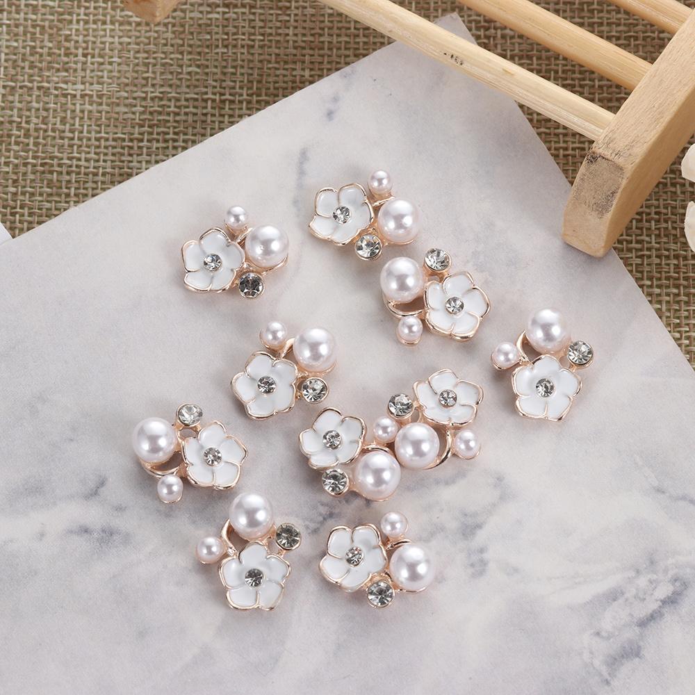 Boutons Strass Fleur 25 mm Bouton Perle Vêtements DIY Alliage Diamant Cryustal Accessoires Noeud Vêtement Décoratif Couture