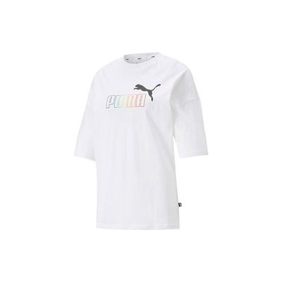 Colorful Vintage Print Logo Short Sleeve T-Shirt With Dropped Shoulders SS22 Women Tops White 670948-02