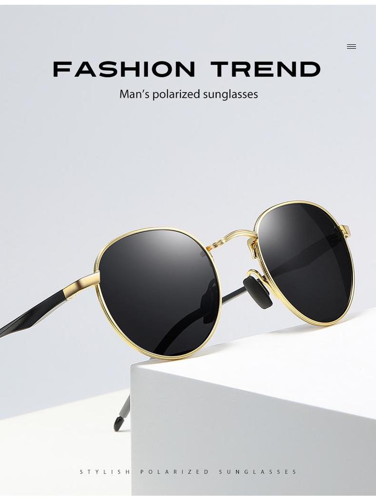 Aolong Retro Polarized Round Sunglasses, Unisex Mirror Reflective Aluminum-Magnesium A553