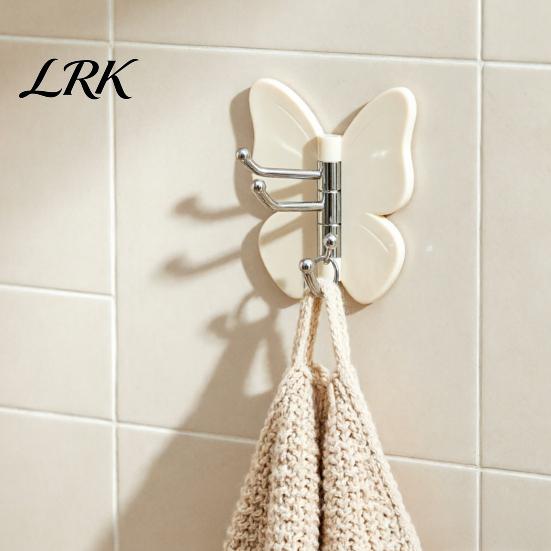 Rotating Storage Hook 4PCS Butterfly Adhesive Hook, with 3 Swivel No Drill Bathroom Towel Wall Space Saving for Kitchen Bedroom Metal Arm
