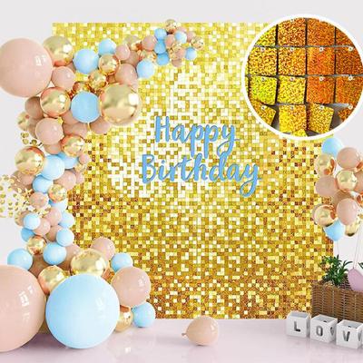 12Stk 30X30Cm Gold Glänzend Geburtstagsparty Hintergrund Vorhang Pailletten Hochzeitsdekoration Hintergrund Babyparty Deko Erwachsenen Jubiläum