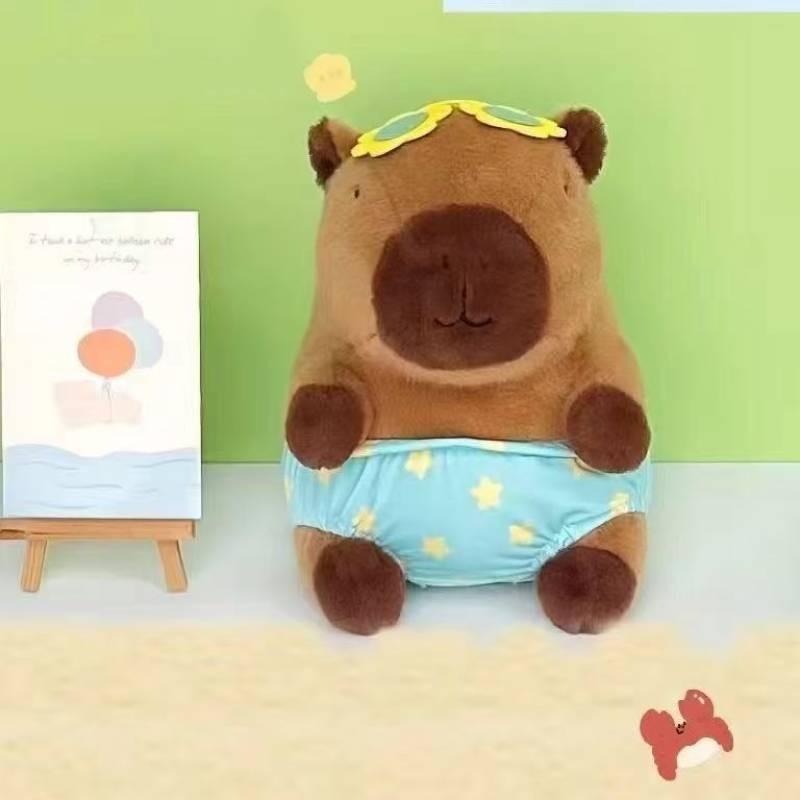 Circle Swimming Summer Coconut Capybara Plush Toy Super Soft Fabric Bedroom Kids