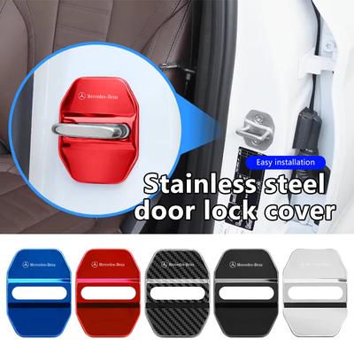 For Benz Stainless Steel Car Door Lock Buckle Cover Protective Covers Accessories CLS SLK Sport ML C200 C260 C300 W205 CITAN