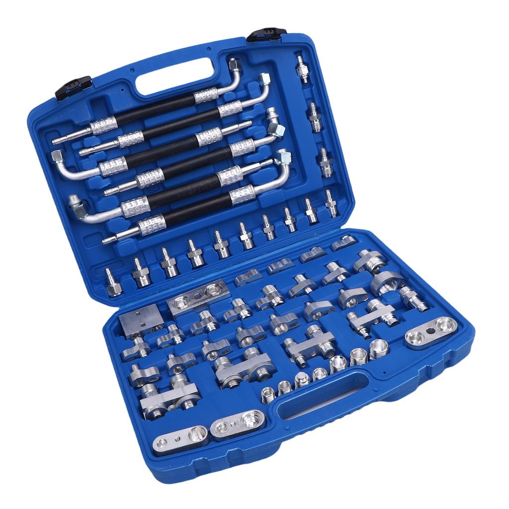 56pcs Automotive Air Conditioning Leak Test Kit Brass Air Conditioner Leak Detection Tool Repair Kit for Car Truck Auto