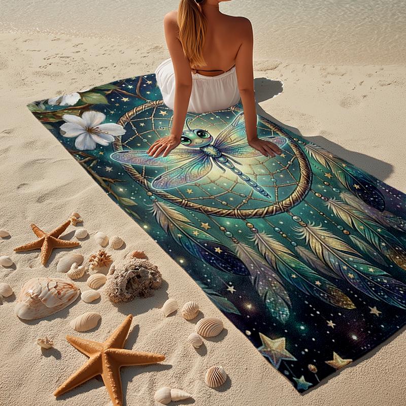 Dreamcatcher Dragonfly Music Feathers Beach Towel, Super Soft Microfiber, Gift for Her/Him, Birthday, for Pool, Beach, Travel, Home Decor Fan gifts