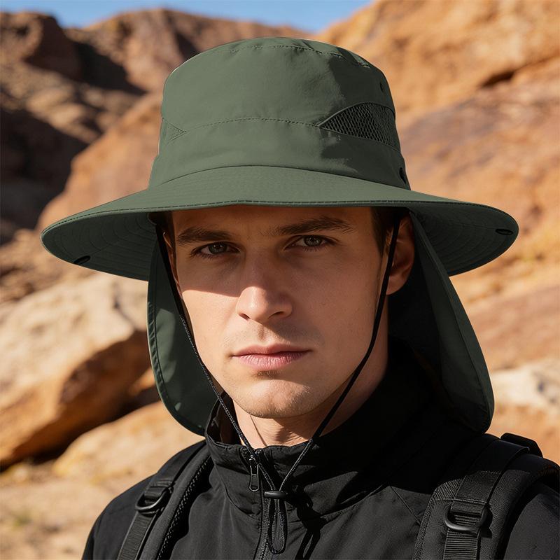 Sunscreen hat men's new sunshade fishing hat sun hat men's large brim UV protection bucket hat