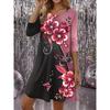 All Season Long Sleeve Floral Pattern Women Dress Summer 3d Printed Flower Streetwear Ladies Dress