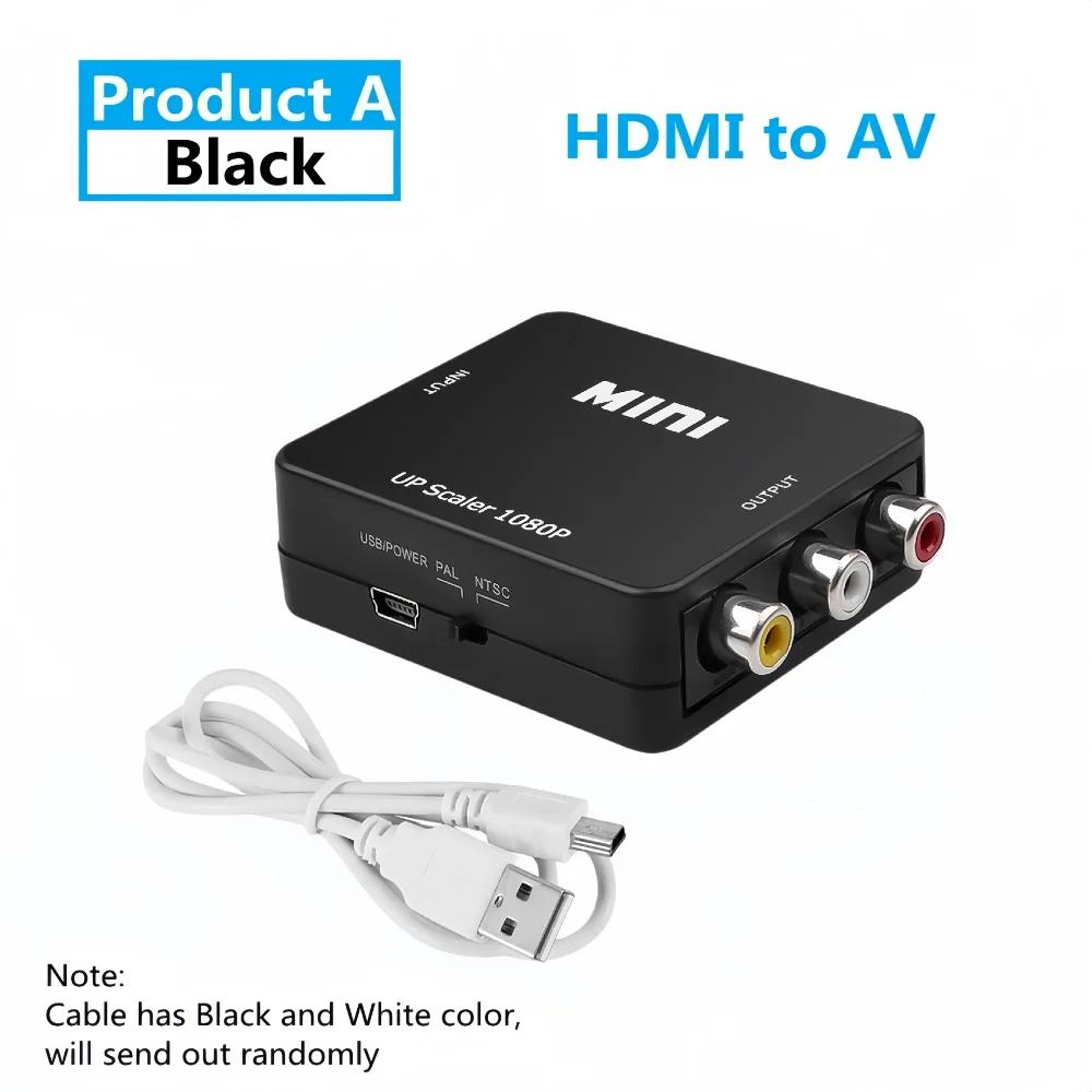 

RCA to HDMI Adapter Converter 1080P HD AV to HDMI Converter AV2HDMI AV/CVSB to HDMI-compatible AV to HDMI Switch HD-MI Adapter HDMI to AV чорний