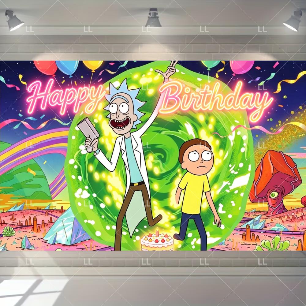 Rick And Morty Fans Child Birthday Party Decoration Anime Character Cake Topper Balloon Set Baby Shower Banner Adults Kids Gift