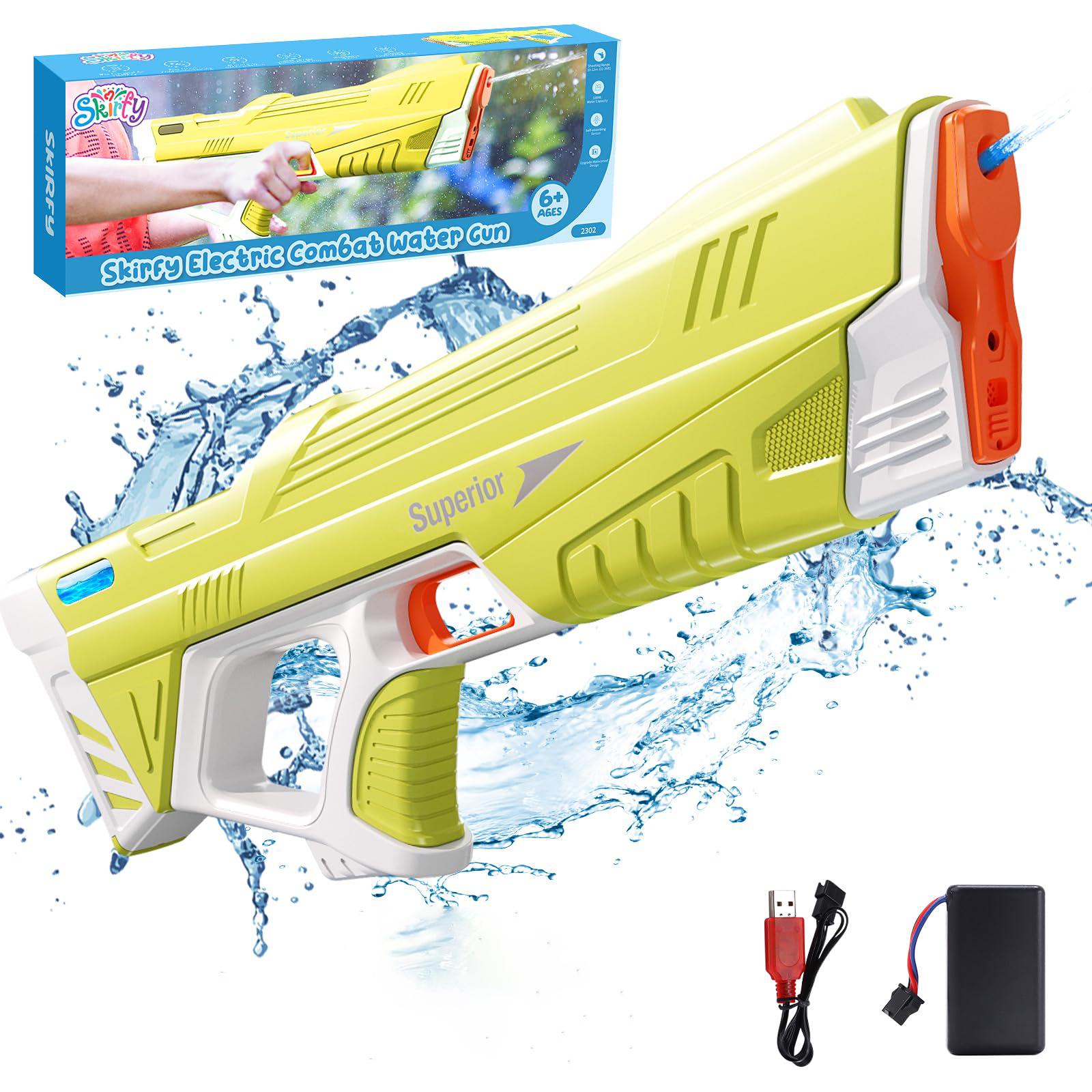 

Электрический водяной пистолет, автоматические водяные пистолеты для взрослых и детей, водяные пистолеты с дальностью 39 футов, работающий от аккумулятора автоматический водяной пистолет зелёный