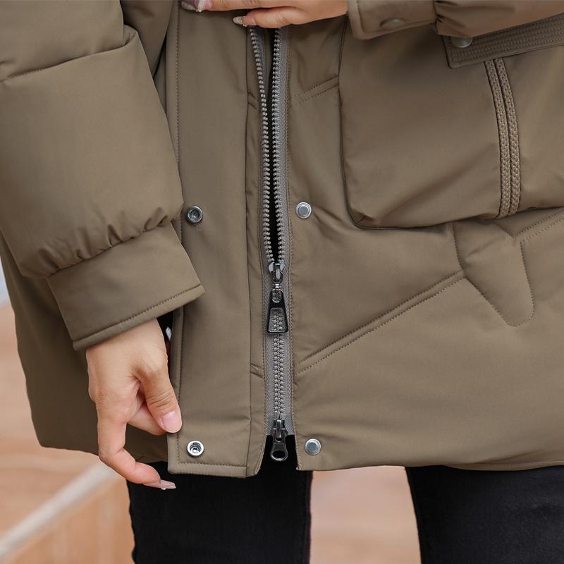 Téli hosszú kabát női felsőruházat kapucnis Elegáns középkori női dzsekik Vastag meleg molett parkák