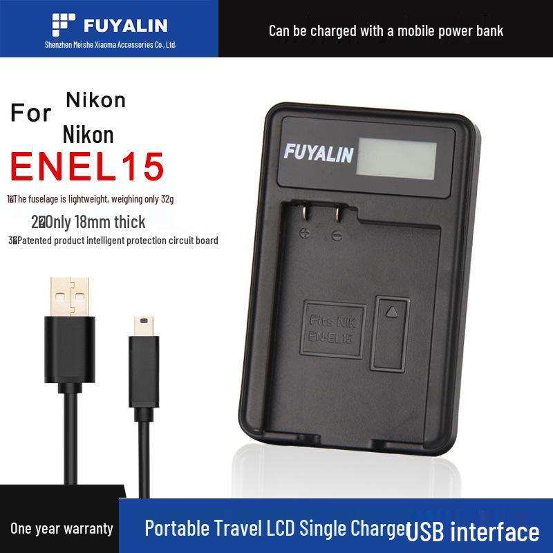 USB-зарядное устройство для аккумулятора EN-EL15 - Совместимо с камерами Nikon D750, D7200, D7000, D610 и D800E EN-EL15