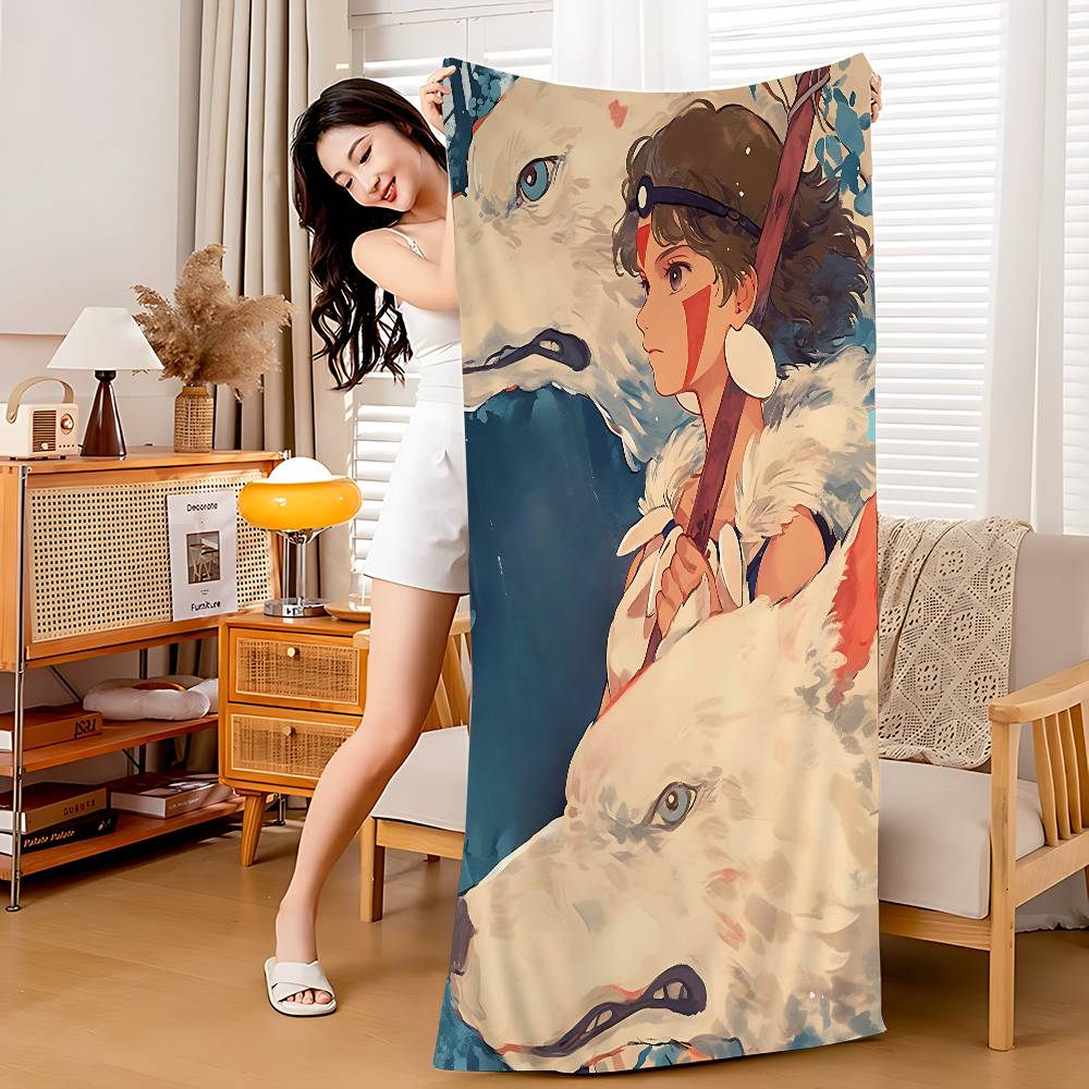 

P-Princess M-Mononoke Anime Big Microfiber Beach Towels Quick Dry Towel Sand Beach Towels Pool Towel For Travel Swim Pool Yoga W30*H60(CM)