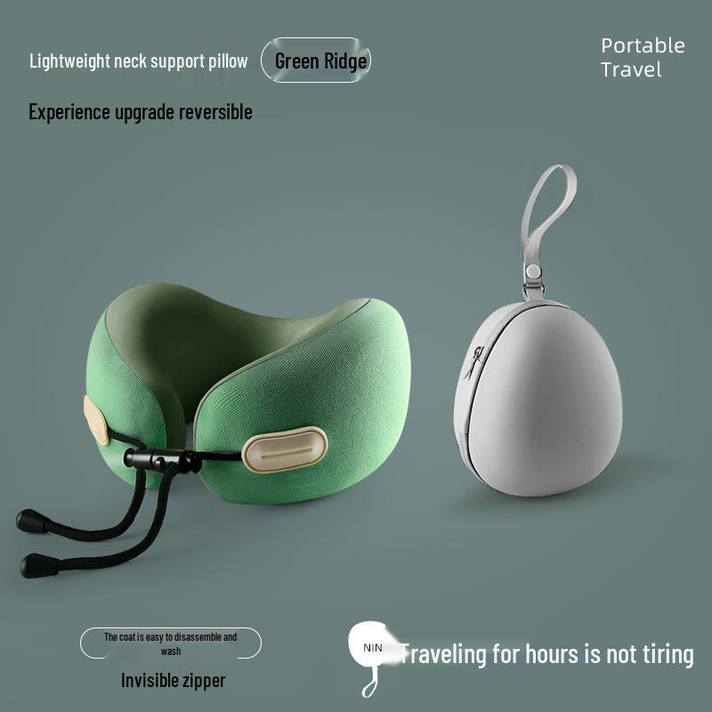 Portable U-Shaped Travel Neck Pillow for Long-Distance Car Rides - Collapsible Cervical Support Pillow