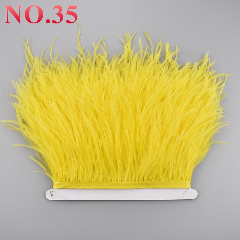 10Meters Ostrich Feathers On Ribbon On Tape 10-15Cm 4-6" Feather Trim Boa For Clothes Sewing White Fringe Dress Skirt Decor Diy