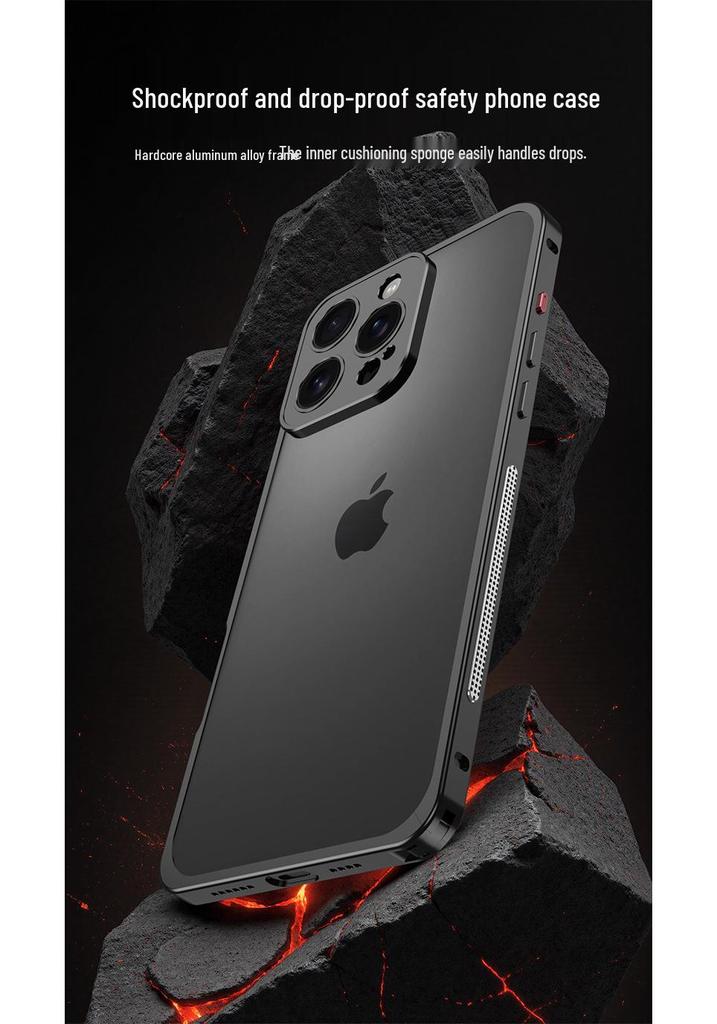 iPhone 15 Pro Aluminum Alloy Heat Dissipation Bumper Case with Seahorse Buckle