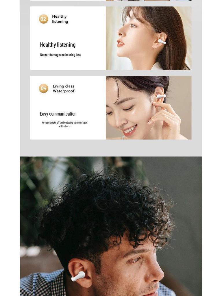 J01J03 True Wireless Ear Clip Bluetooth Earphones with Super Long Battery Life and Open-Type Design