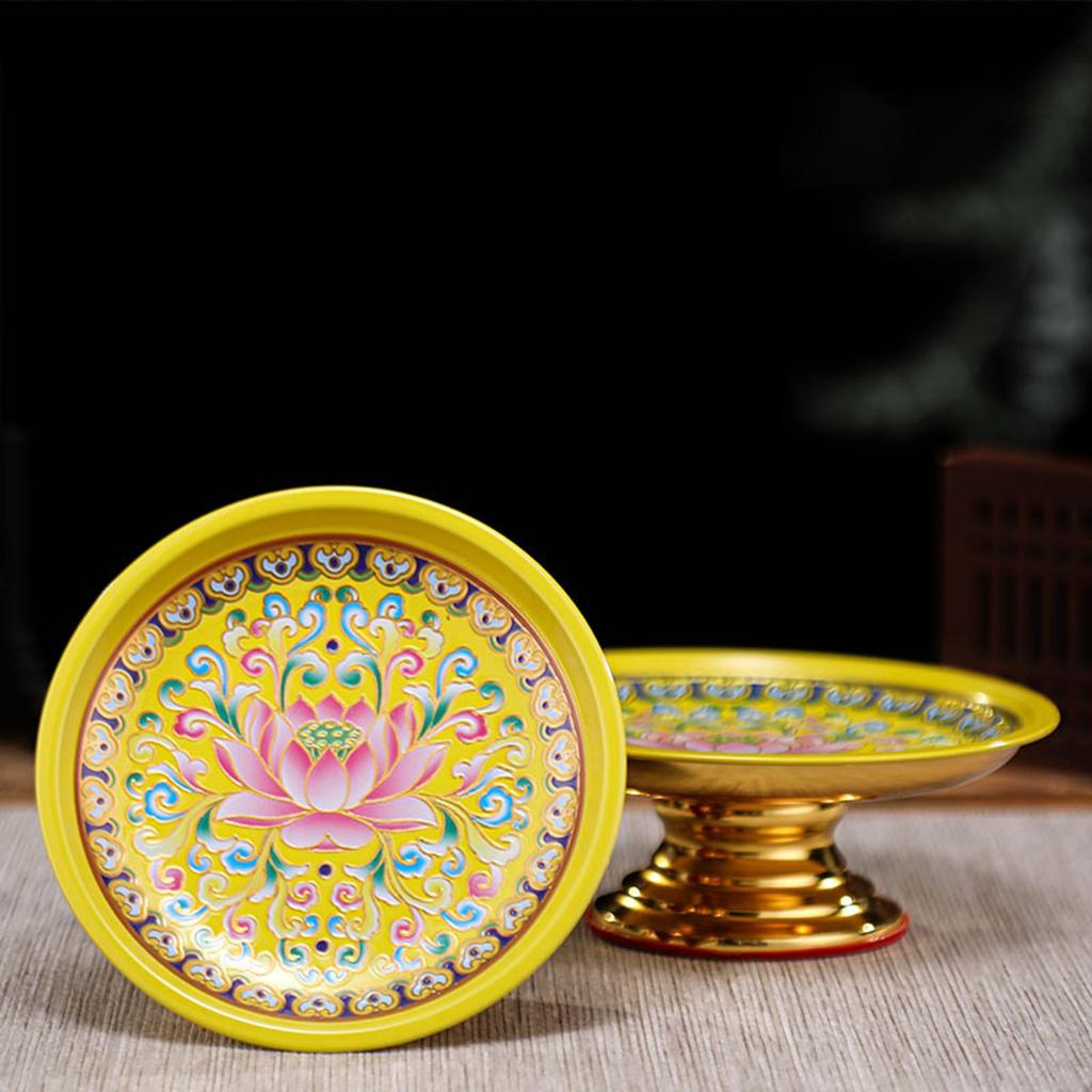 Alloy Temple Tray Easy to Fill Buddhist Decoration Chinese Style 7 Inch