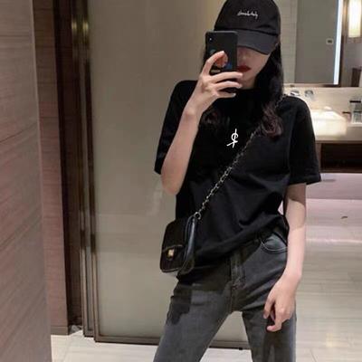 Korean Black Simple Short-sleeved Women's Clothing 2025 Summer New Design Sense Niche Loose Cotton T-shirt Ins Tide