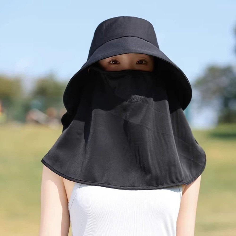 

Wide Brim Sunscreen Fisherman Hat Lightweight Picking Tea Hat Fashion Sunshade Sun Hat Camping чёрный