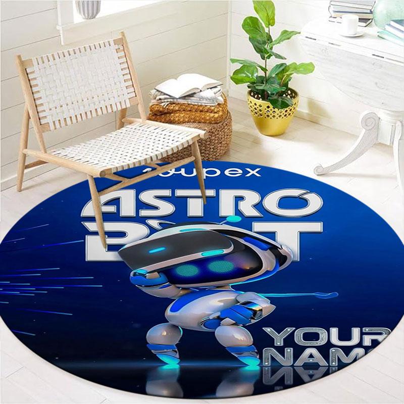 ASTRO BOT Custom Name Round Area Rug,Carpet Rug for Living Room Bedroom Sofa Playroom Decor,Non-slip Floor Mat