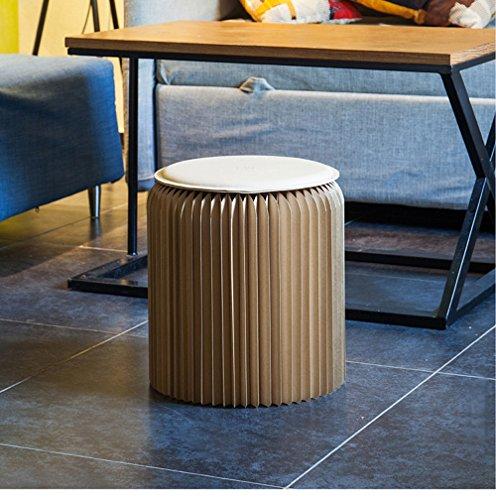 OSOYOO Paper Folding Stool, Lightweight, Compact, Waterproof, 300kg Weight Capacity, Round, Nordic Style, with Cushion, for Home Decor, Office, and Ou