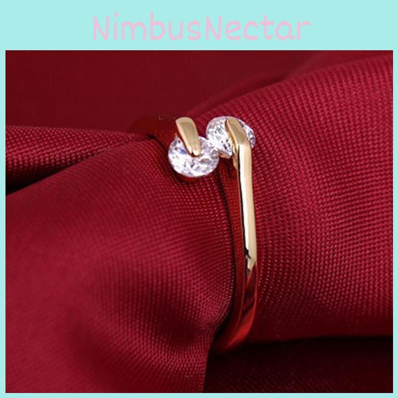 Elegant Fashion Women 18k Gold Plated Crystal Bridal Engagement Ring Various Sizes