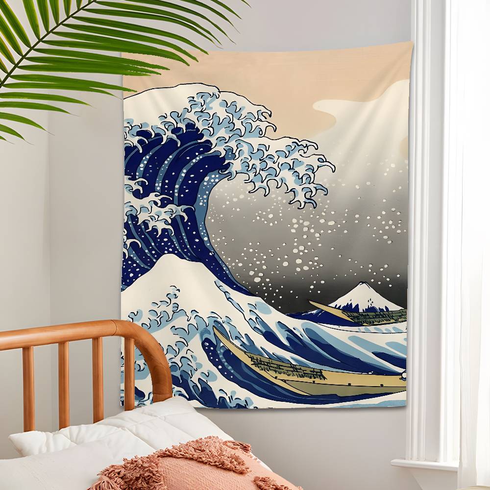 Druck Die große Welle vor Kanagawa Wandteppich Hängend Schlafsaalzimmer Tagesdecke Decke Kinderzimmer Party Heimdekoration Geschenk