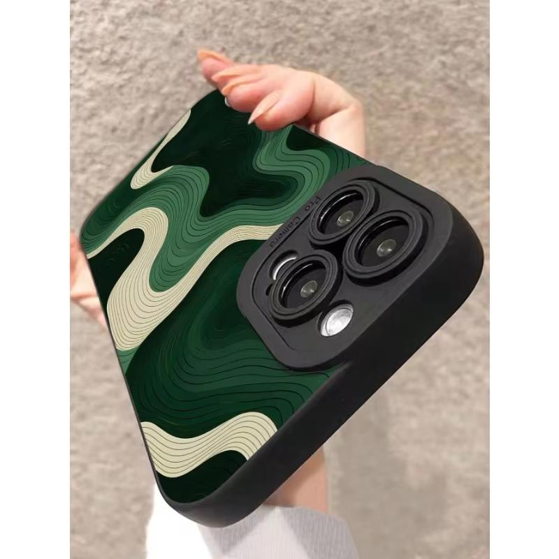 Abstract Navy Wave Line Art Minimalist Style Phone Case for iPhone 17 16 15 14 13 12 11 Series Pro Max Plus
