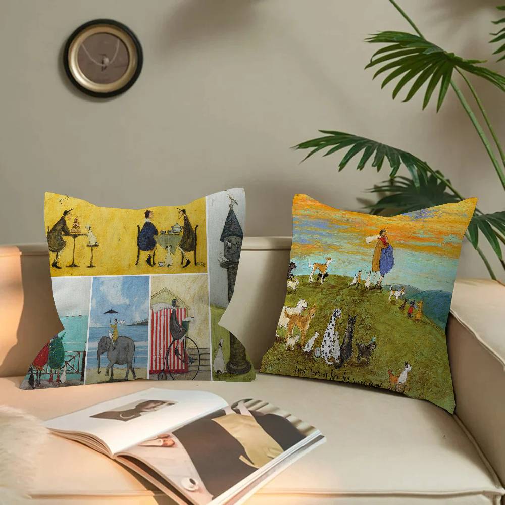 Sam Toft Art Abstract Landscape Pillow Covers Cartoon Sofa Decorative Home Double-sided Printing Short Plush Cute Cushion Cover
