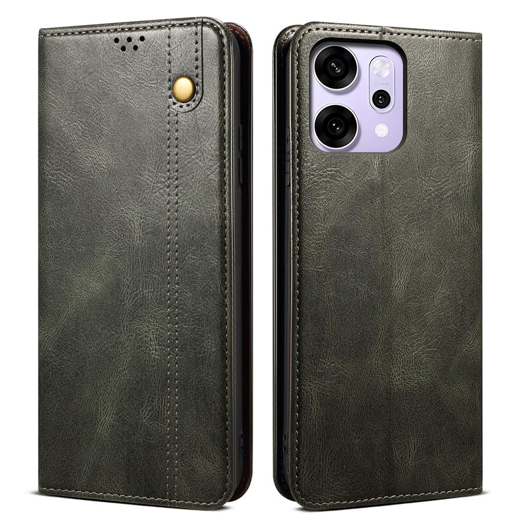 Pro Oppo Reno14 Pro 5G (Globální) Pouzdro Textura Crazy Horse Voskovaná Kůže Peněženka Stojánek Kryt na Telefon