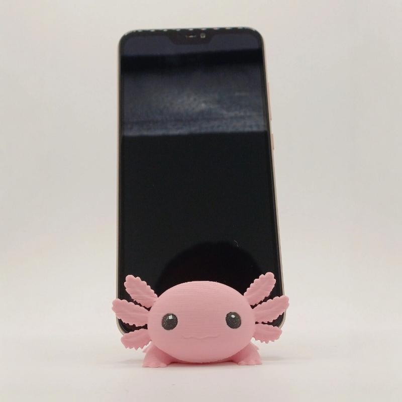 Cute Pink Axolotl Phone Stand With Stable Support Adorable Look For Desk Video Watching Daily Use