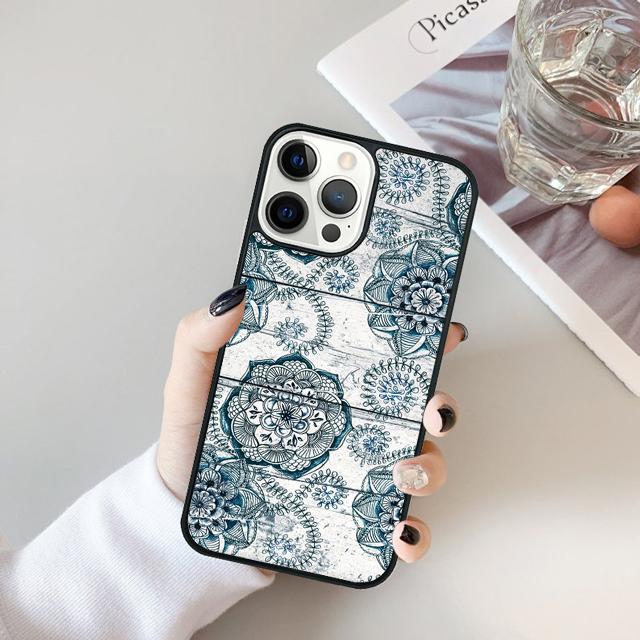 Mandala Floral Wood Phone Case For For iPhone 17 Air 16 15 11 12 13 14 Pro Ma Plus coque