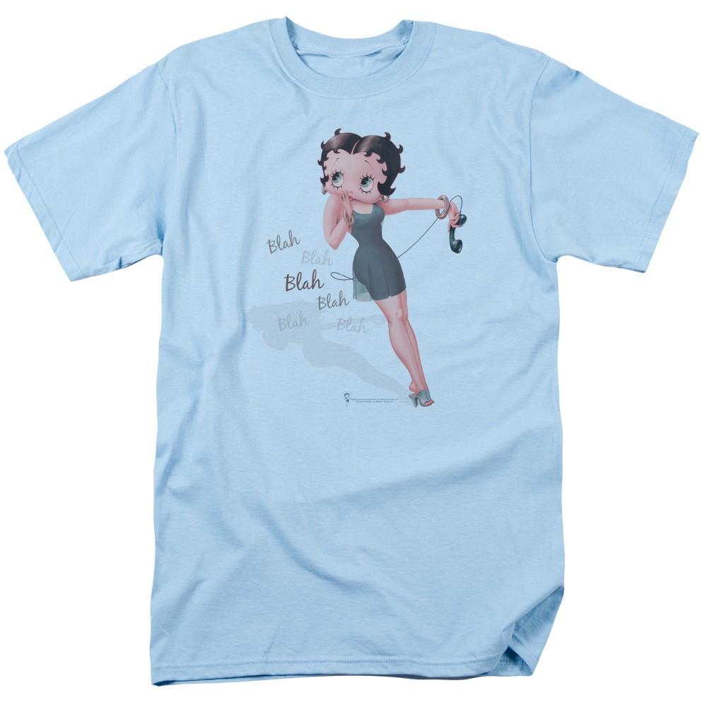 Betty Boop - Blah Blah Blah - Adult Unisex Short Sleeve T-Shirt - Blue S