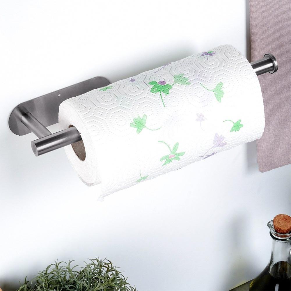 Wall-Mounted Self-Adhesive Paper Towel Holder, Screw-On Kitchen Hanger