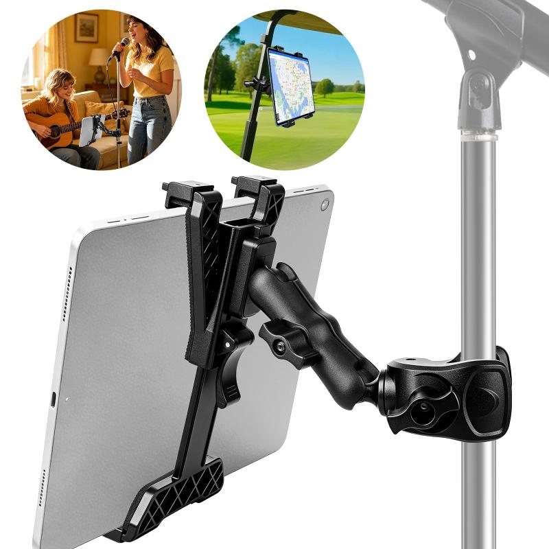 Univerzální držák s klipem pro tablet 4-12 palců Nastavitelný stojánek s 360° rotací pro Galaxy Tab Fire HD Běžecký pás Kolo