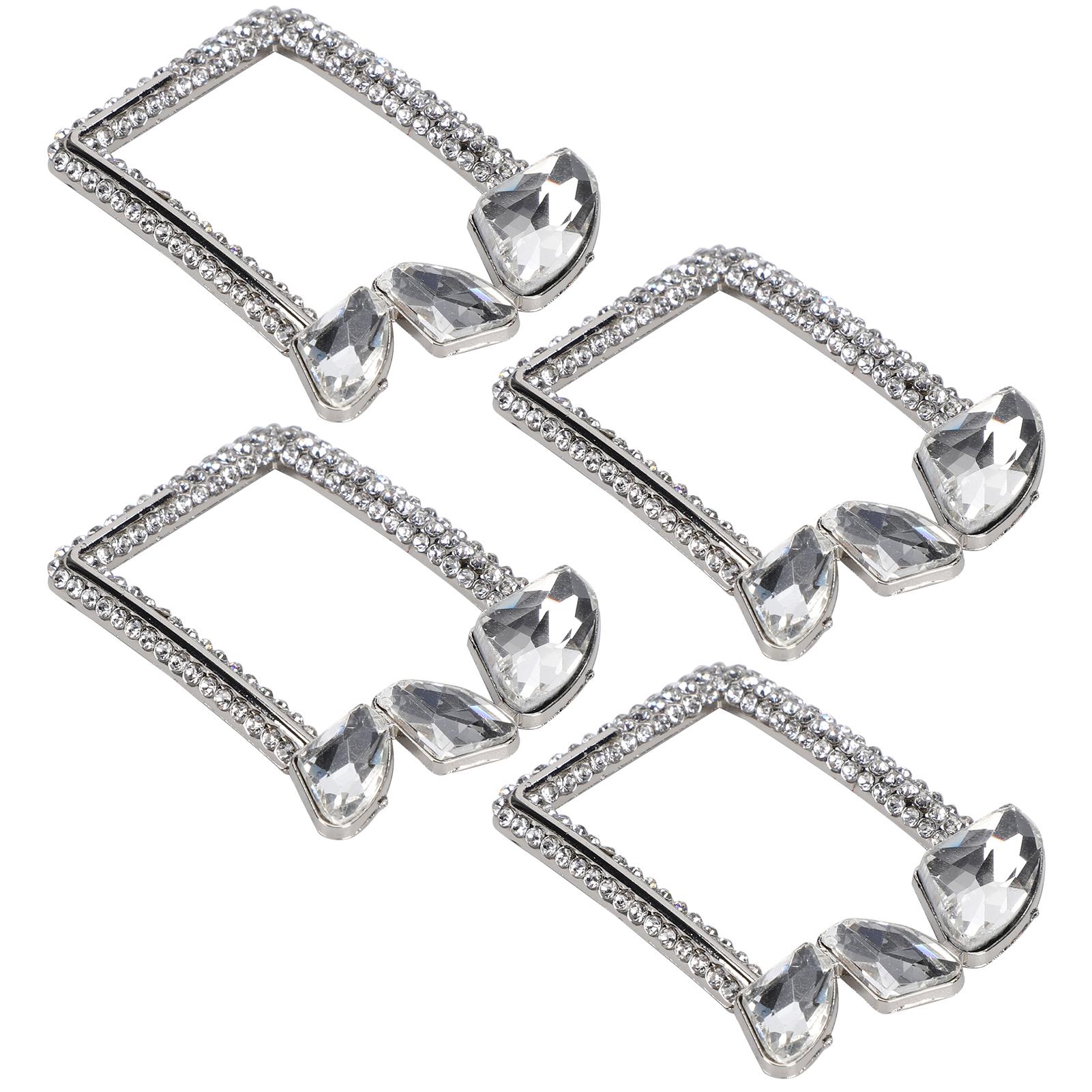 

4Pcs Diamond Pearl Decorations Fashion Shoe Clips Alloy Jewelry Ornaments Craft Supplies(Carre A diamant )