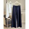 Soft Waxy Elastic Drawstring Straight Casual Pants Women's Spring New High Waist Thin Loose Drape Wide Leg Trousers