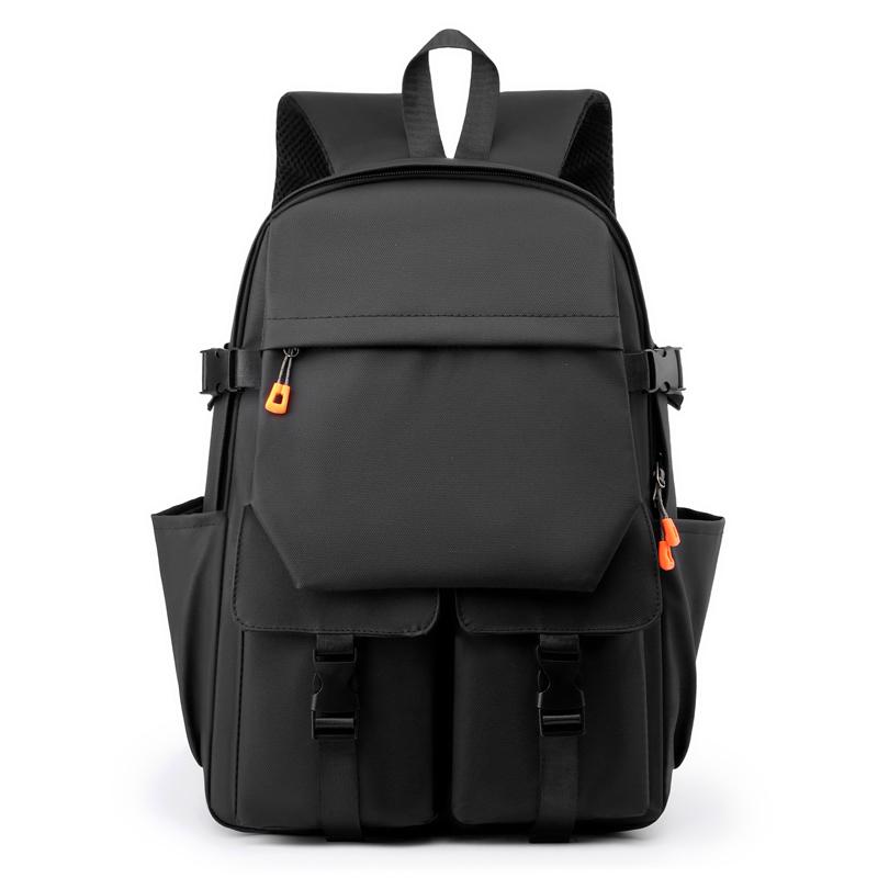 Men's Backpack Large Capacity Student Schoolbag Travel Backpack Solid Color Computer Bag