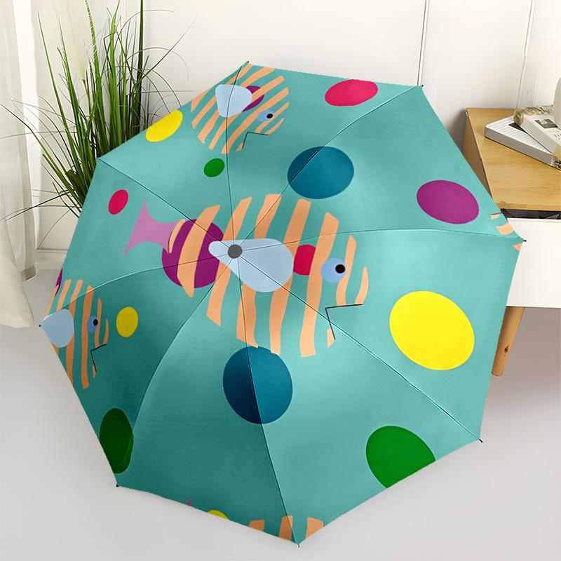 

1pc Fish Pattern Automatic Opening/Closing Umbrella with Operation & Windproof Canopy - Folding Design, Holiday Gift yy260225142