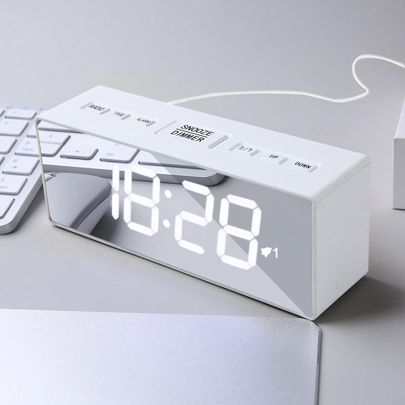 Household Countdown Digital Clock Electronic Mirror Clock Multifunctional Snooze Alarm Clock Student Desktop Smart Clock