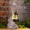 Solar Powered Elephant Statue Solar Animal Figurines with LED Light Cute Resin Ornaments Elephant Statue Sculptures Decoration