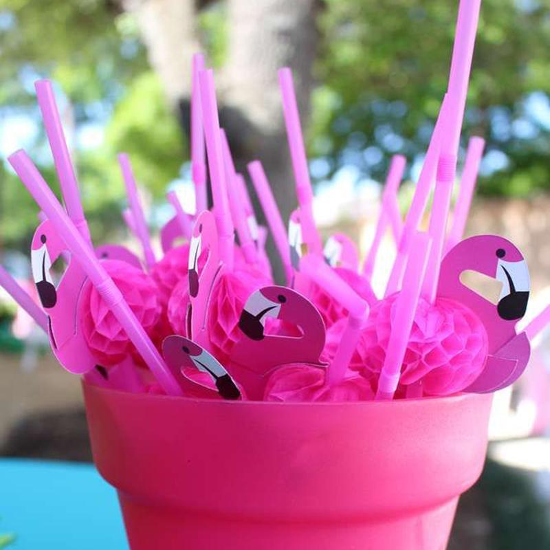 25pcs Flamingo Umbrella Pineapple Theme Disposable Plastic Straw Tropical Summer Beach Outdoor Camping Decoration Party Supplies
