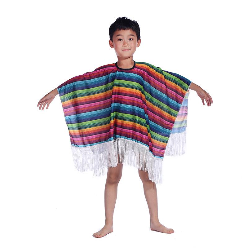 Colorful Striped Mexican Halloween Costume Cloak